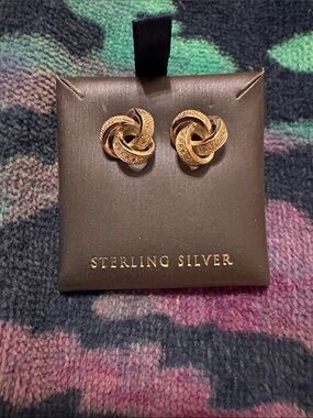 Gold-Tone Sterling Silver Knotted Stud Earrings